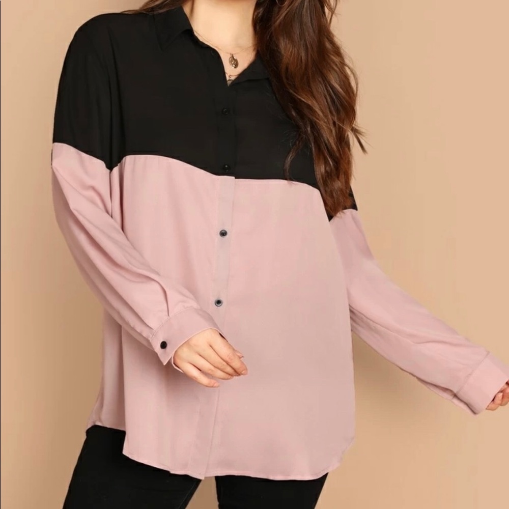 Black & Mauve/Dusty Pink Dress Top